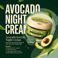 Avocado Korean Night Cream Skin Brightening and Whitening | Results in 3 Days (50 gms)