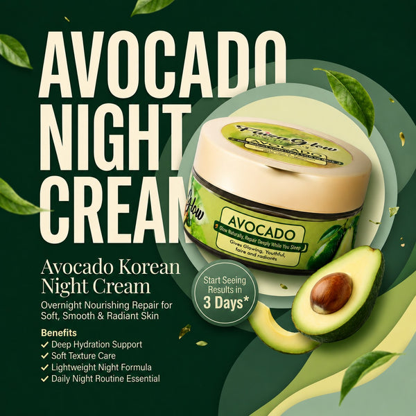 Avocado Korean Night Cream Skin Brightening and Whitening | Results in 3 Days (50 gms)