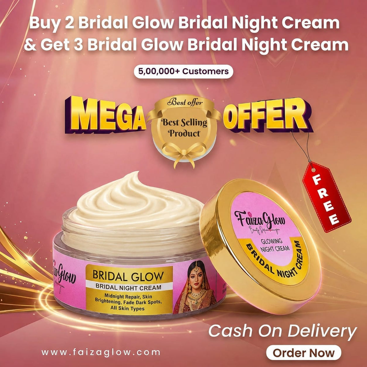 Bridal Glam Night Cream Trio Pack (50g Each) Buy 2, Get 1 Free | Limited Offer