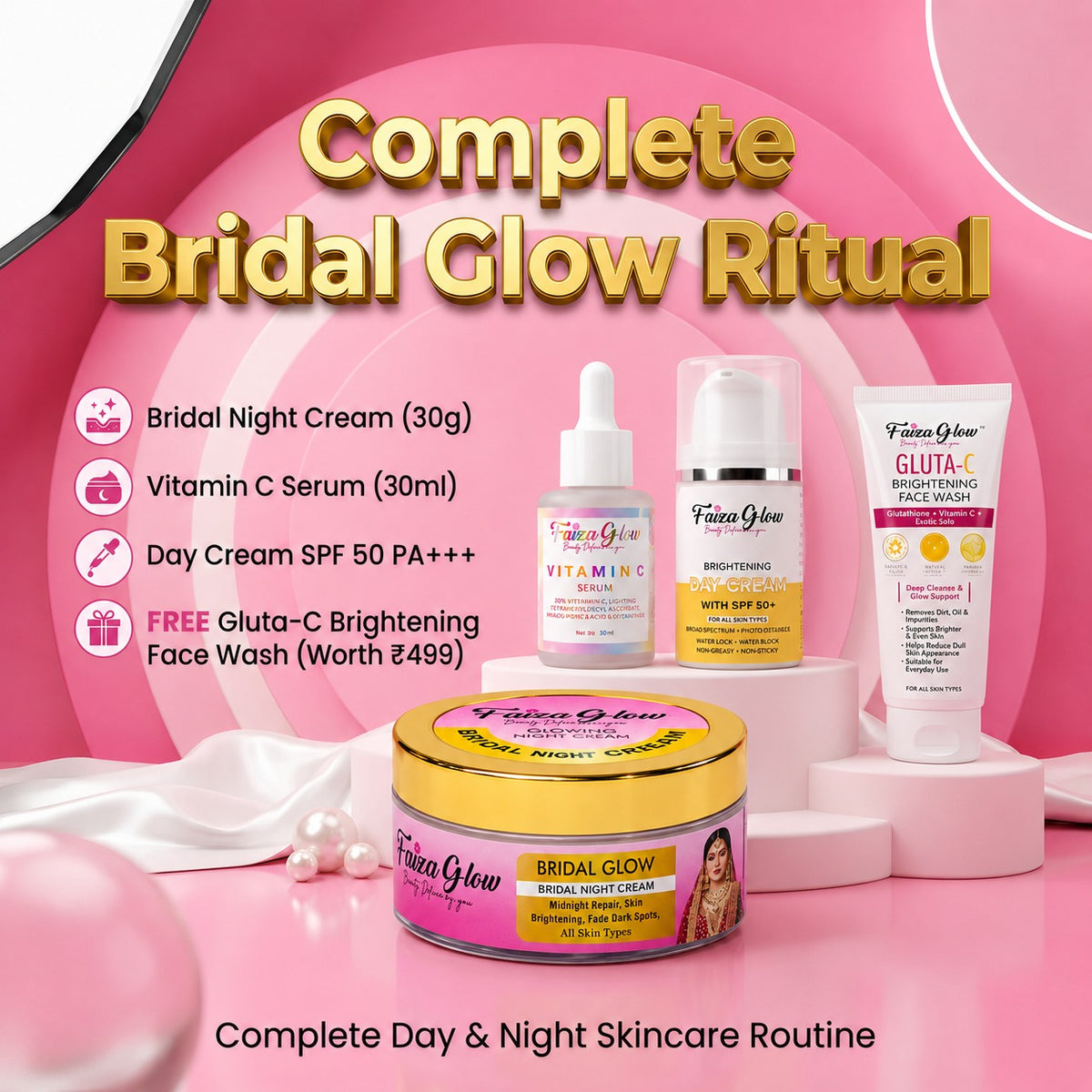 Noor-e-Bridal Luxe Ritual Kit - Complete Bridal Day & Night Glow Routine | Faiza Glow