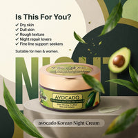 Avocado Korean Night Cream Skin Brightening and Whitening | Results in 3 Days (50 gms)