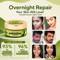 Avocado Korean Night Cream Skin Brightening and Whitening | Results in 3 Days (50 gms)