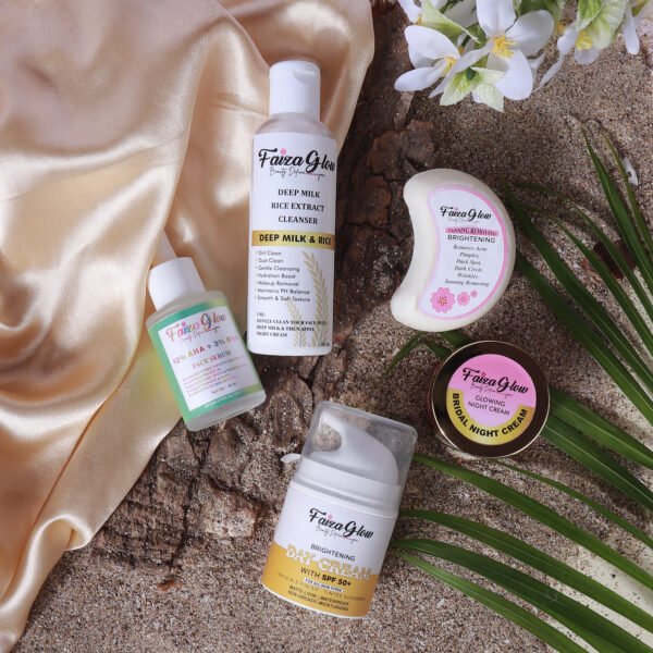 🌸 5 in 1 Bridal Glow Skincare Combo – Night Cream, Serum, Day SPF 50++, Soap & Cleanser 🌸